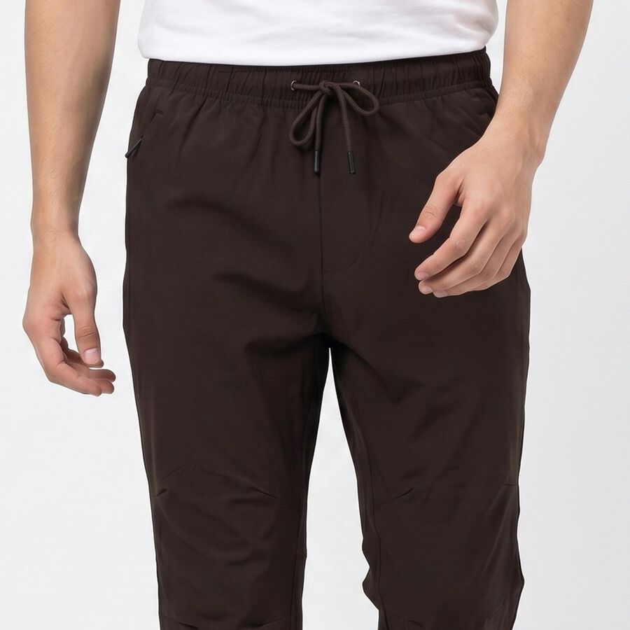 Men's Brown Straight Fit Zip Pocket Track Pants, Brown, large