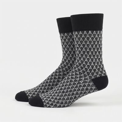 Men's Black Regular Fit Geometric Pack of 1 Socks