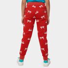 Girls' Red Cotton Blend Pyjama, Red, small