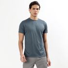 Men's Midnight Blue Crew Neck Athleisure Drifit T-Shirt, मध्यम नीला, small