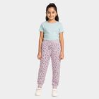 Girls' Lilac Regular Fit Floral Printed Pyjama, Lilac, small
