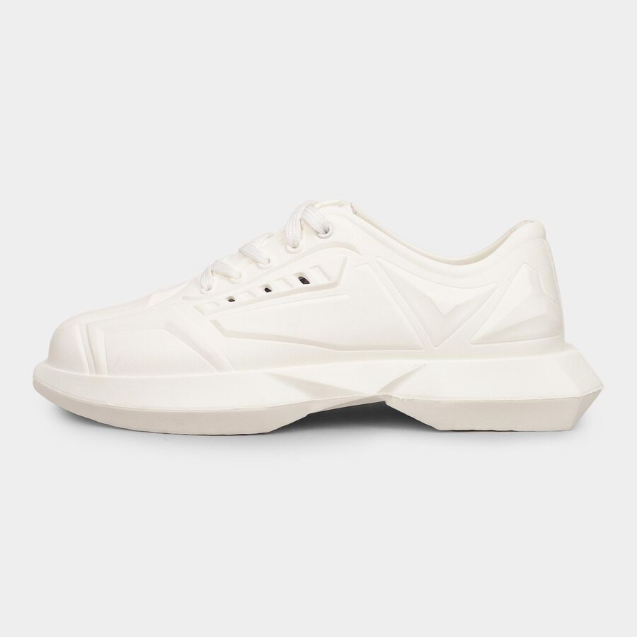 Men's Bright Snow White Lace-Up Casual Sneakers, White, large image number null