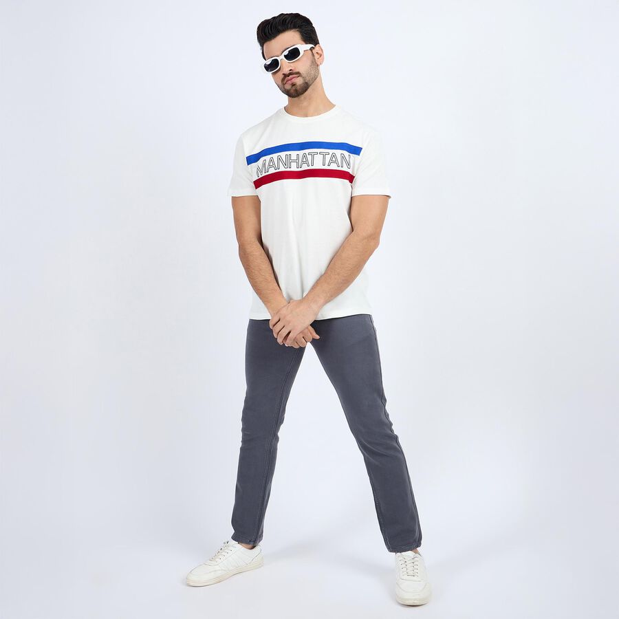 Men's Slim Fit Casual Trousers , गहरा ग्रे, large image number null