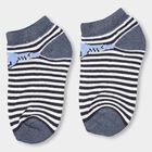 Boys' Dark Navy and Light Sky Blue Regular Fit Striped Shark Design Pack of 2 Socks, नेवी ब्लू, small