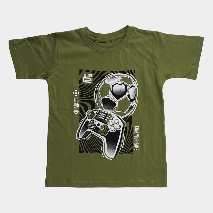 Boys' Half Sleeves T-Shirt, Olive, large