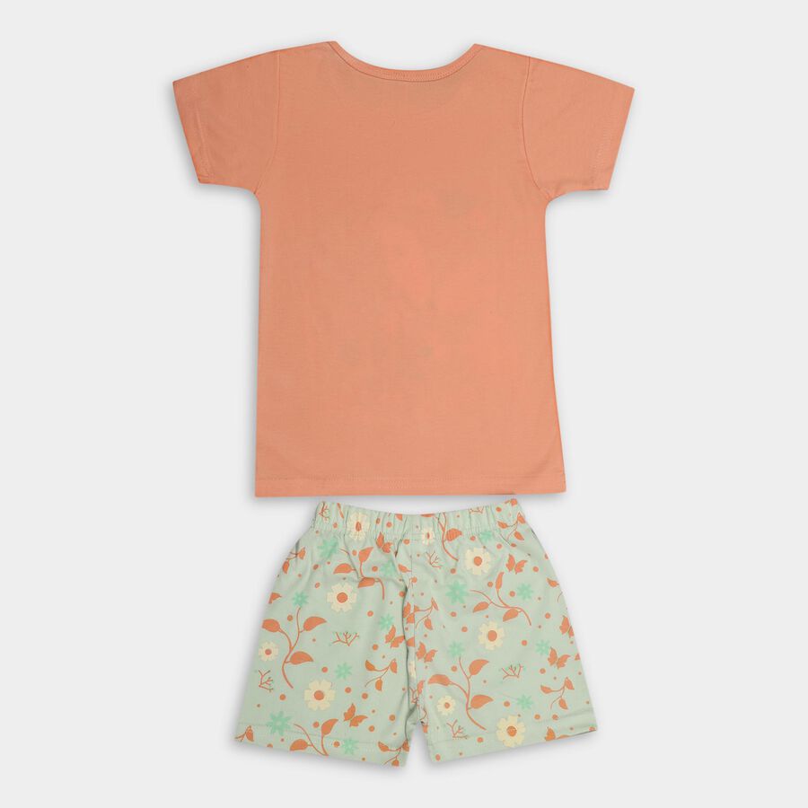 Girls' Night Suit , पीच, large image number null