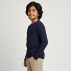 Boys' Deep Midnight Navy Blue Crew Neck Casual T-Shirt, नेवी ब्लू, small image number null
