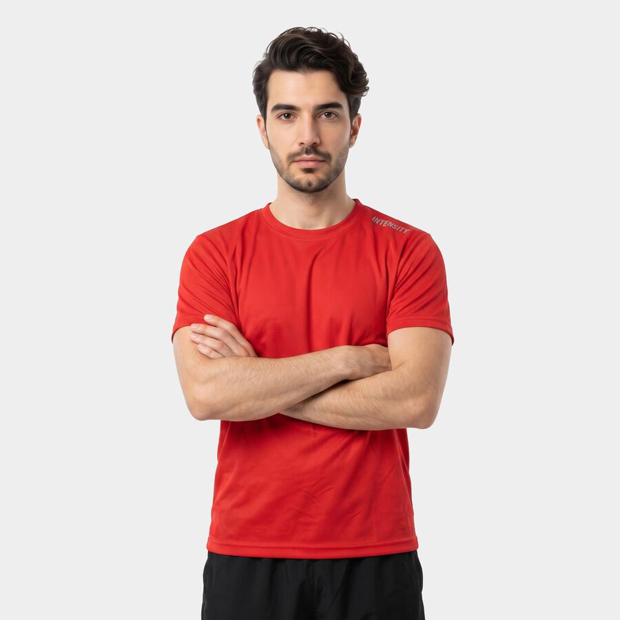 Men's Red Round Neck Regular Drifit T-Shirt, Red, large