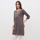 Women's Deep Maroon Notch Neck Printed Kurta, वाइन, small image number null