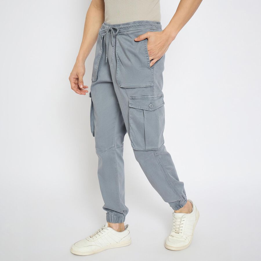 Men's Slim Fit Casual Trousers, Light Grey, large image number null