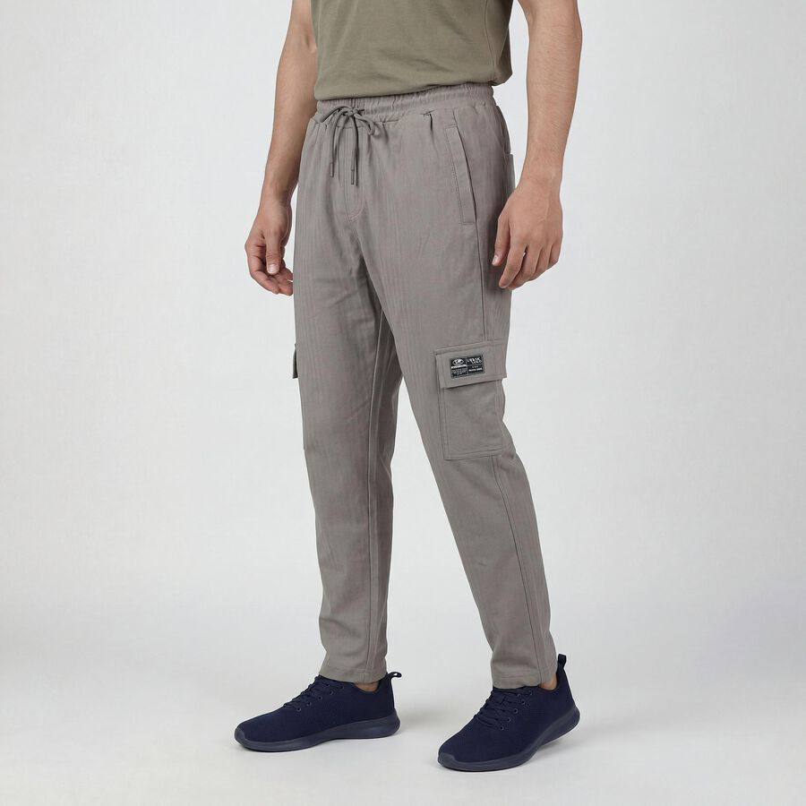 Men's Grey Tapered Cargo Jogger, Dark Grey, large