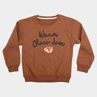 Girls' Brown Crew Neck Graphic Print Sweatshirt, भूरा, small