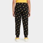 Girls' Black Jogger Fit Heart Printed Cotton Pyjama, काला, small