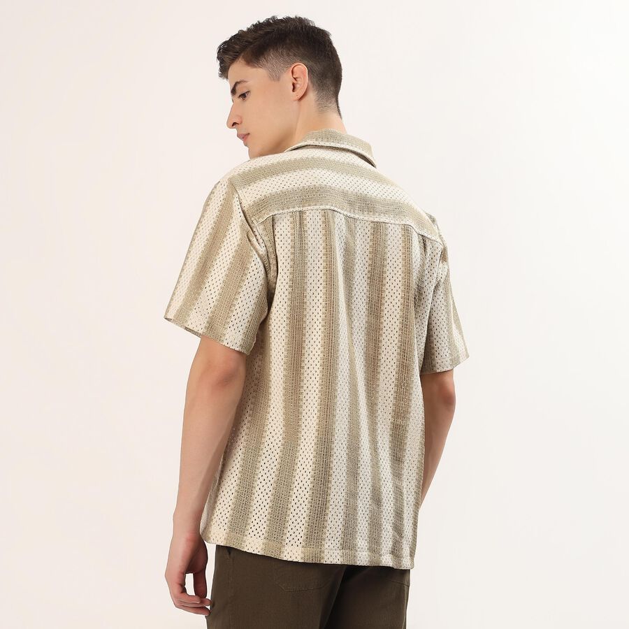 Men's Green Half Sleeve Spread Collar Casual Shirt, Light Green, large