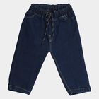 Infants' Navy Blue Relaxed Fit Drawstring Waist Jeans, Dark Blue, small