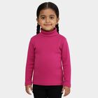 Girls Bright Magenta Turtleneck Casual Pullover, Purple, small image number null