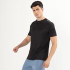 Men's Jet Black Crew Neck Athleisure T-Shirt, काला, small image number null