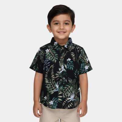 Boys Navy Blue Cotton Half Sleeve Classic Casual Shirt