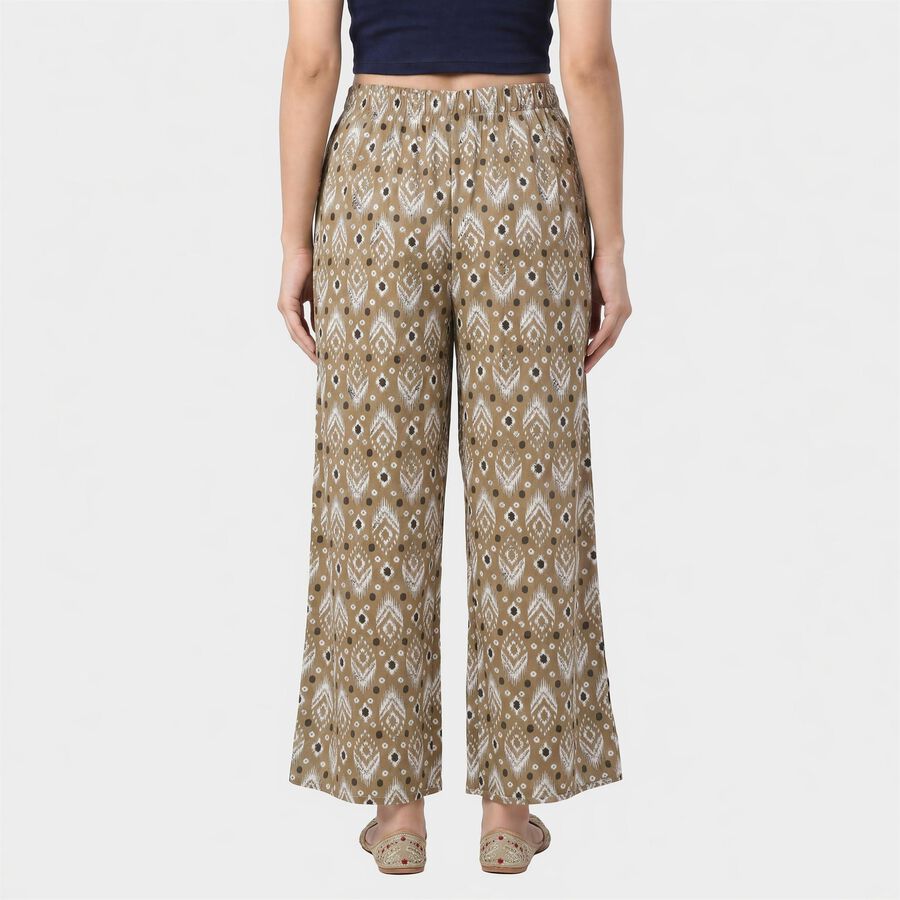 Women's Beige Regular Fit Printed Palazzos, गहरा पीला, large