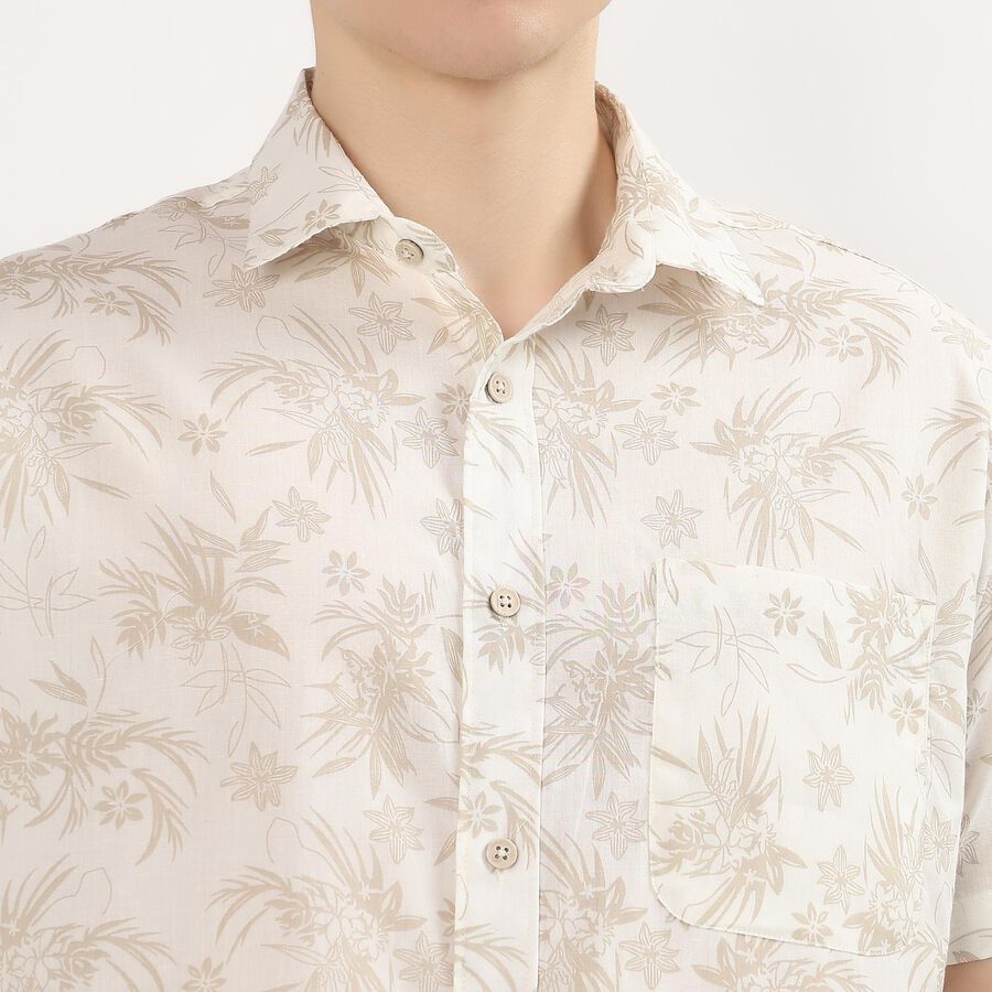 Men's Off-White Cotton Half Sleeve Classic Casual Shirt, Off White, large