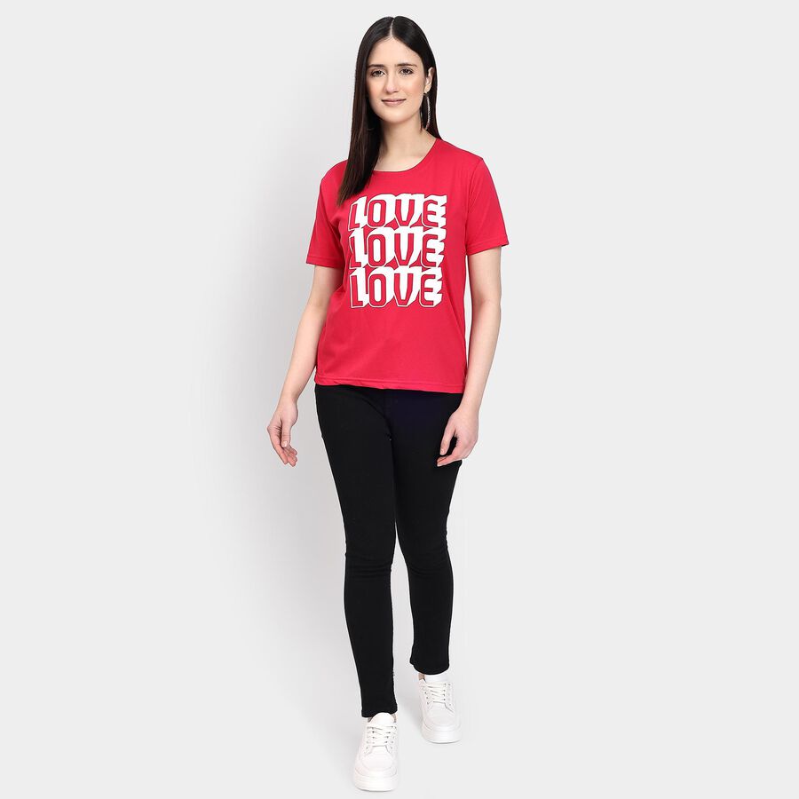 Ladies' Round Neck T-Shirt , Fuchsia, large image number null