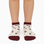 Girls' Deep Burgundy and Cream Ankle Length Striped and Floral Socks Pack of 2, मरून, small