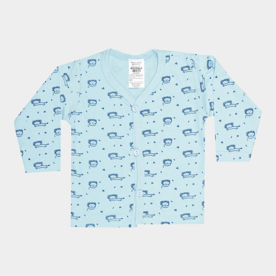 Infants Cotton Printed T-Shirt, Light Blue, large image number null