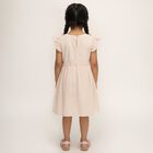 Girls' Light Peach Embroidered Cotton Casual Frock, Light Pink, small image number null