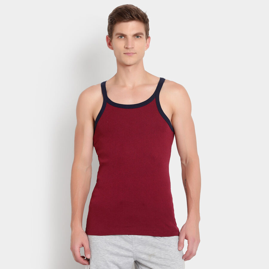 Solid Sleeveless Gym T-Shirt, Maroon, large image number null