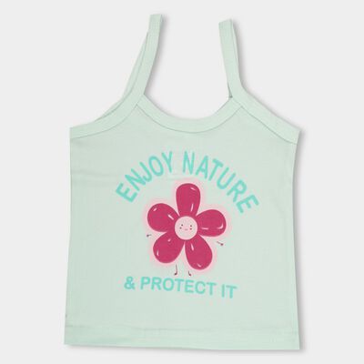 Infants' Pastel Mint Green Cotton Strap Neck Casual Vest