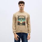 Men's Muted Beige Crew Neck Graphic Sweatshirt, गहरा पीला, small image number null