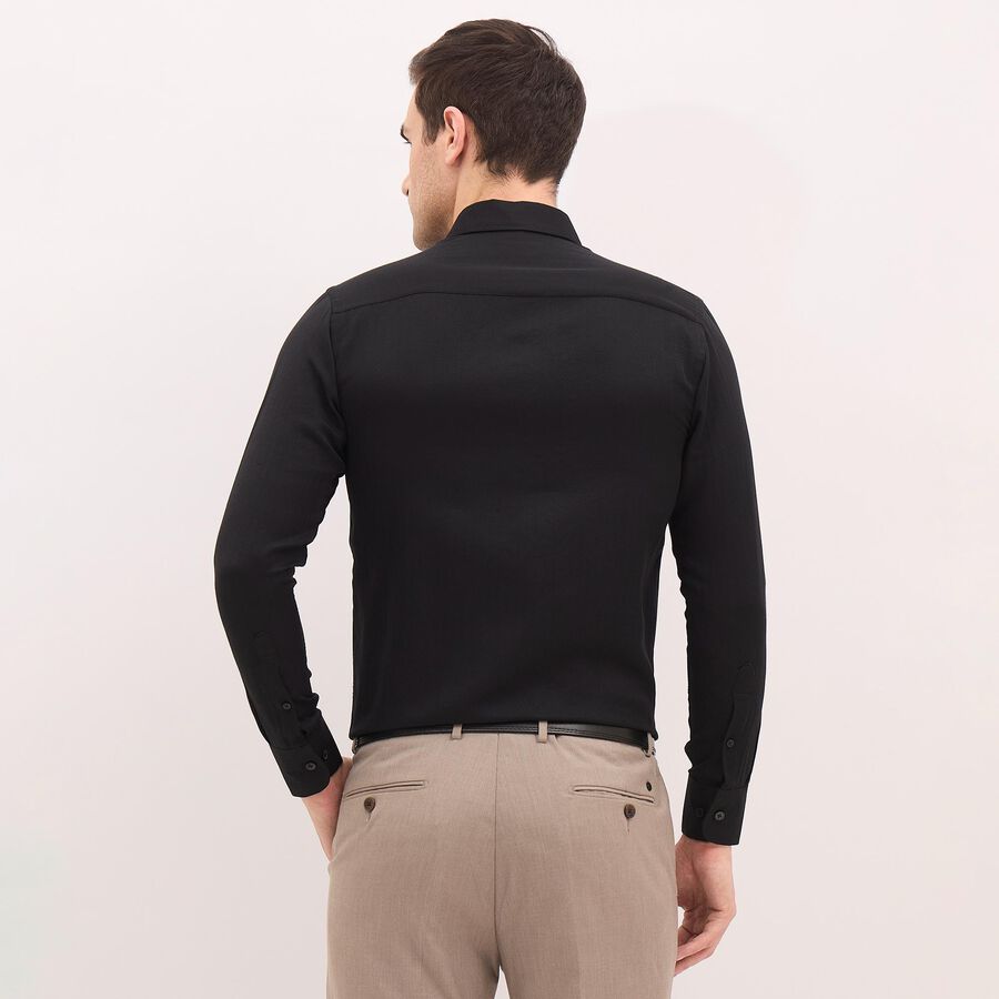 Men's Jet Black Cut Away Collar Formal Shirt, Black, large image number null