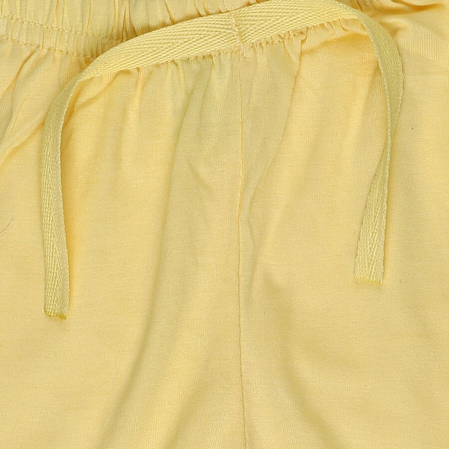 Infants' Yellow Regular Fit Cat Print Cotton Half Pant, Yellow, large