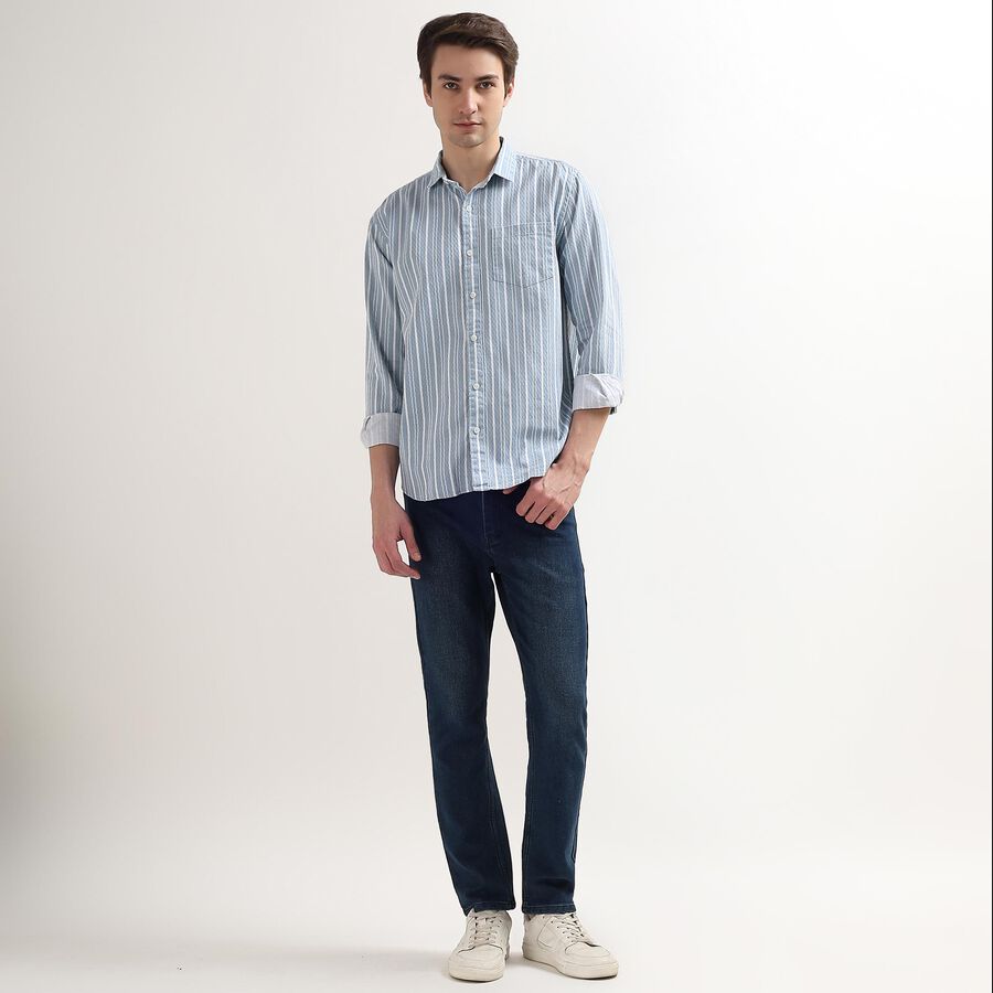 Men's 100% Cotton Regular Collar Casual Shirt, Light Blue, large image number null