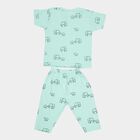 Infants Cotton Printed Night Suit, Light Green, small image number null