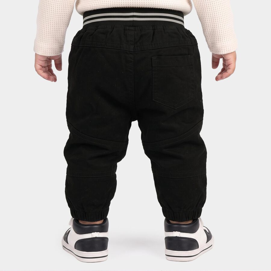 Infants' Black Regular Fit Jogger Trousers, काला, large