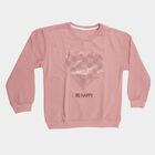 Girls Soft Dusty Pink Crew Neck Casual Sweatshirt, गुलाबी, small image number null