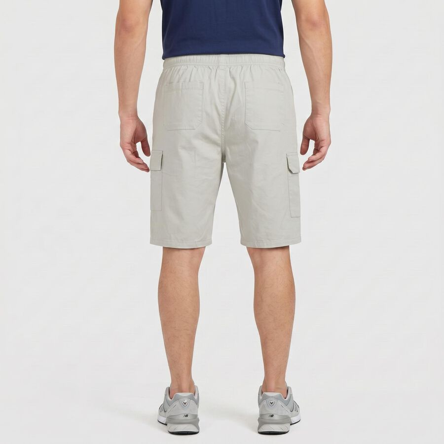 Men's Grey Regular Fit Solid Jamaican Shorts, हल्का ग्रे, large
