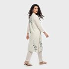 Women's Dark Blue Mandarin Collar Floral Printed Straight Kurta, Dark Blue, small