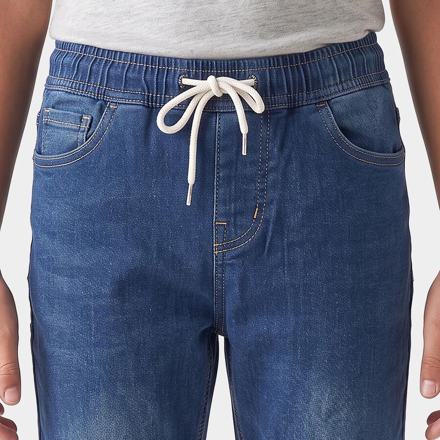 Boys' Blue Straight Fit Drawstring Waist Jeans, Light Blue, large