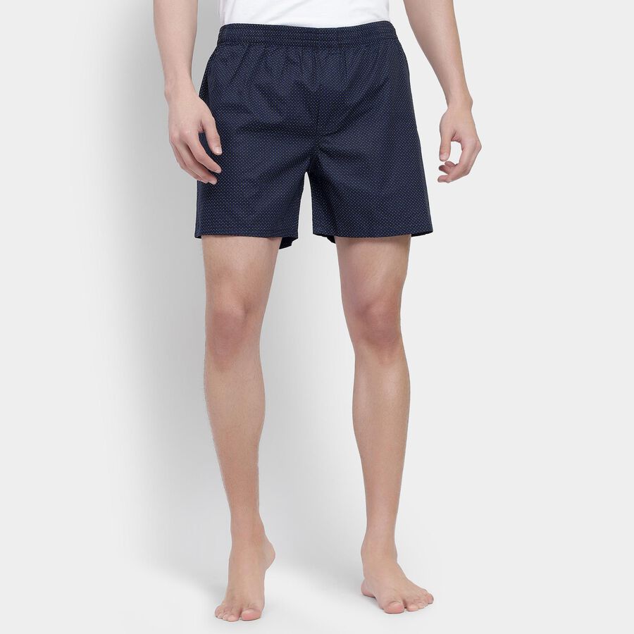 Men's 100% Cotton Boxers, Navy Blue, large image number null