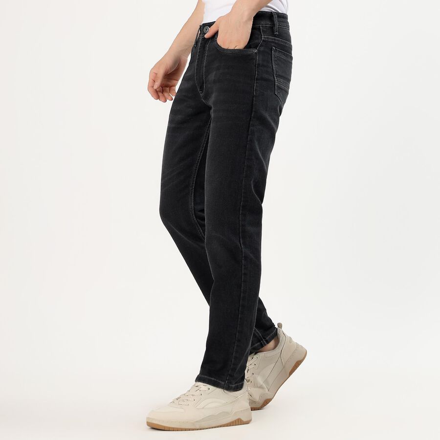 Men's Jet Black Slim Fit Jeans, Dark Grey, large