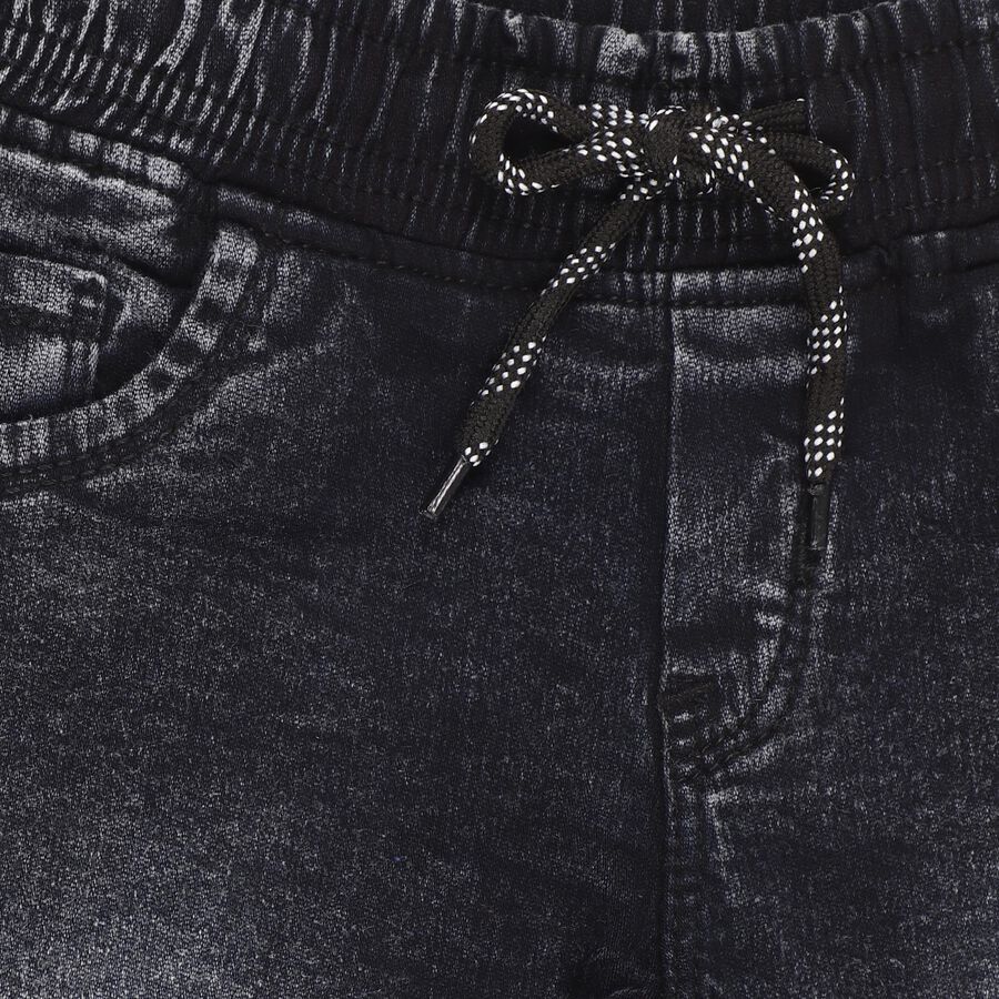 Boys Faded Black Regular Fit Graphic Jeans, काला, large