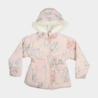 Girls Pink Hooded Floral Puffer Jacket, Light Pink, small