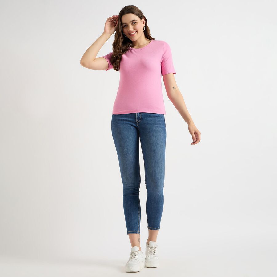 Ladies' Round Neck T-Shirt, Pink, large image number null