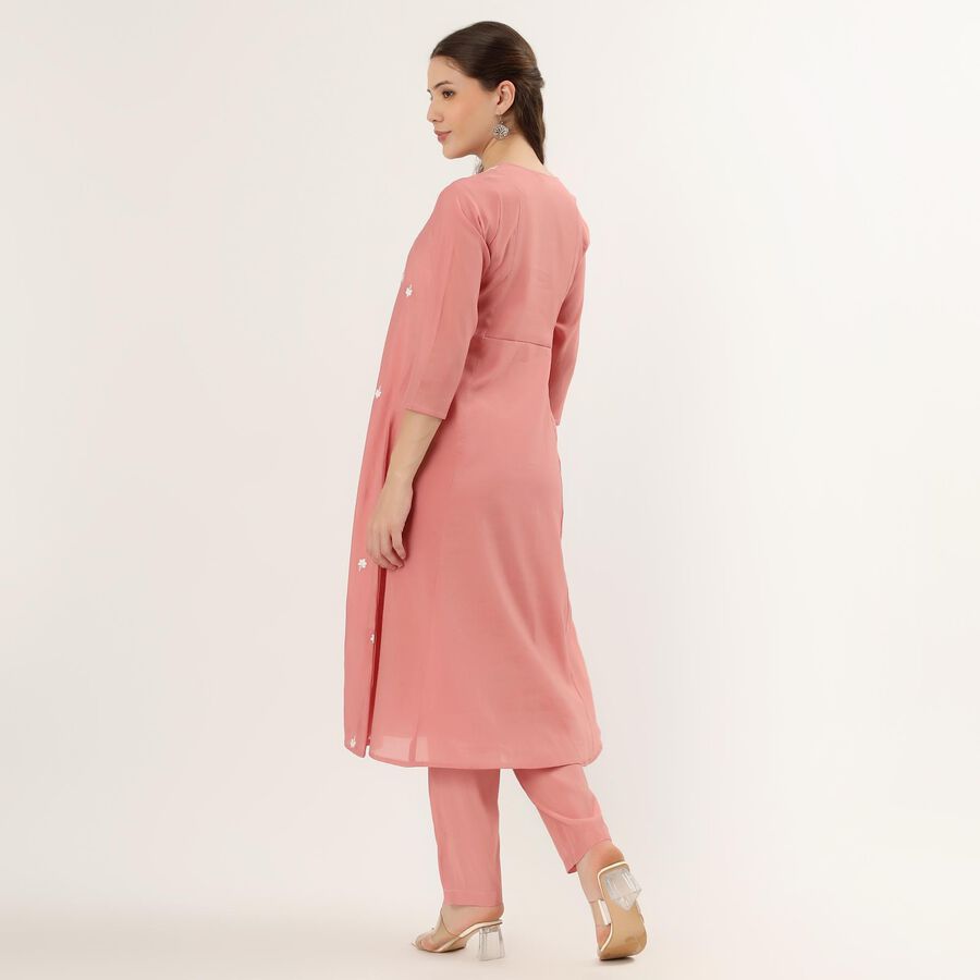 Women's Pink Floral Printed Ethnic Set, हल्का गुलाबी, large