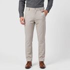 Men's Silver Slim Fit Flat-Front Casual Trousers, Silver, small