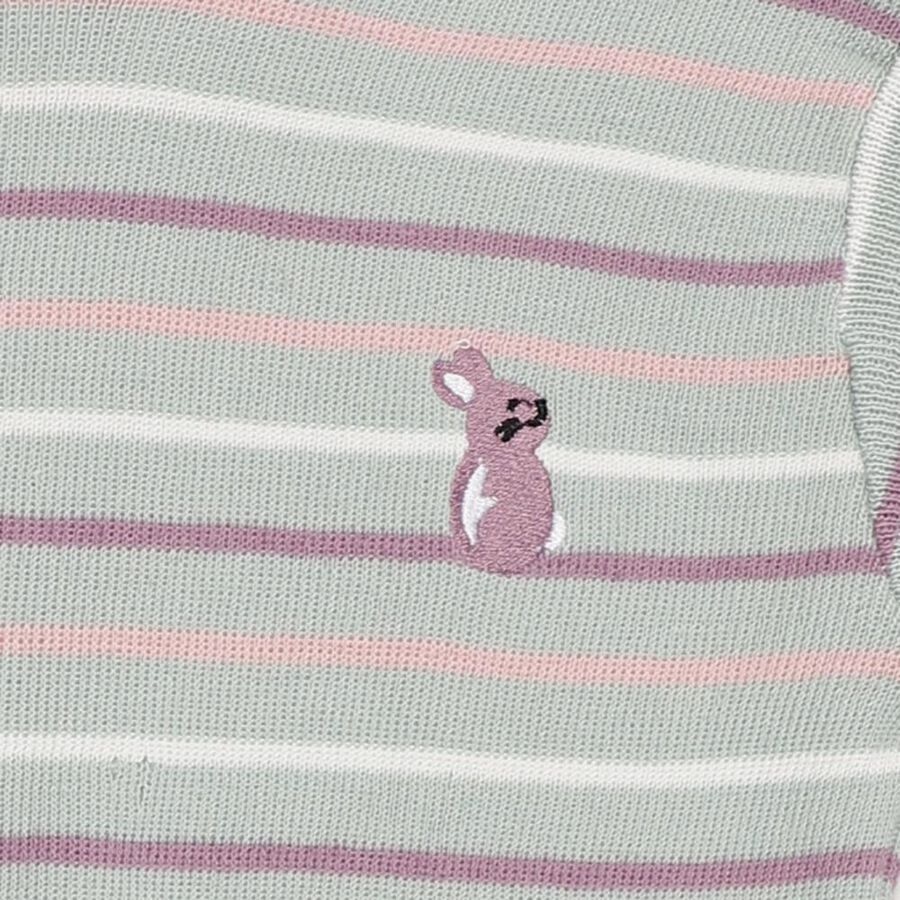 Infants Light Sage Green Crew Neck Striped Pullover, Light Green, large image number null