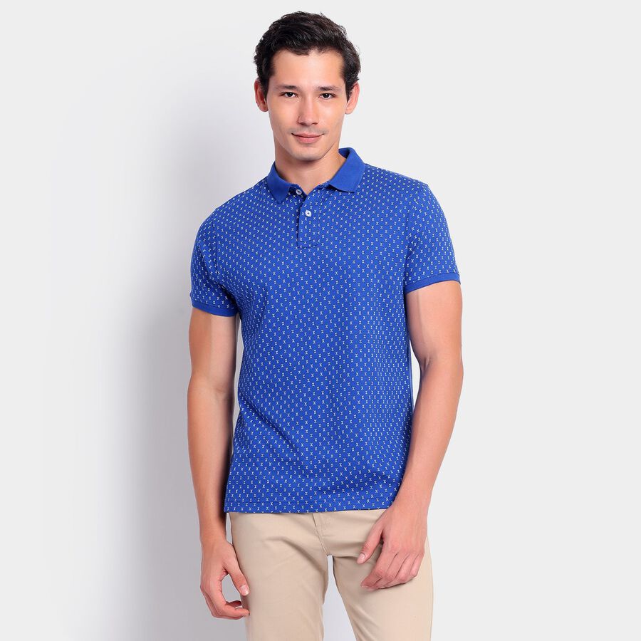 Men's Collared Half Sleeves T-Shirt, गहरा नीला, large image number null