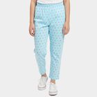 Girls Navy Blue Regular Fit Star Printed Pyjama, Light Blue, small